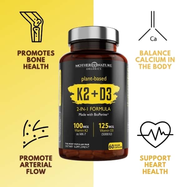 K2 + D3 Vitamin Capsules by Mother Nature Organics
