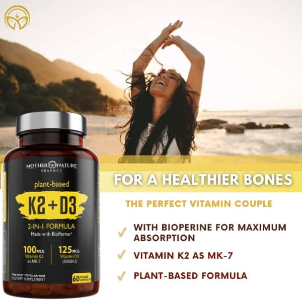 K2 + D3 Vitamin Capsules by Mother Nature Organics