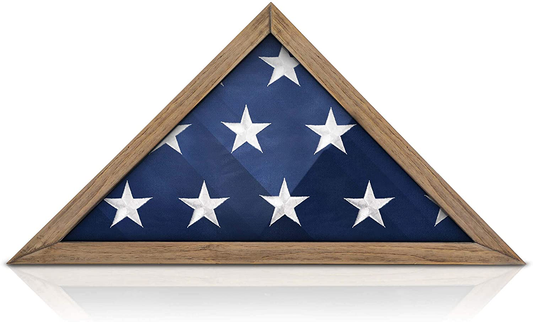 SOLID WOOD Military Flag Display Case for 9.5 x 5 American Veteran Burial Flag (Weathered Wood) by The Military Gift Store