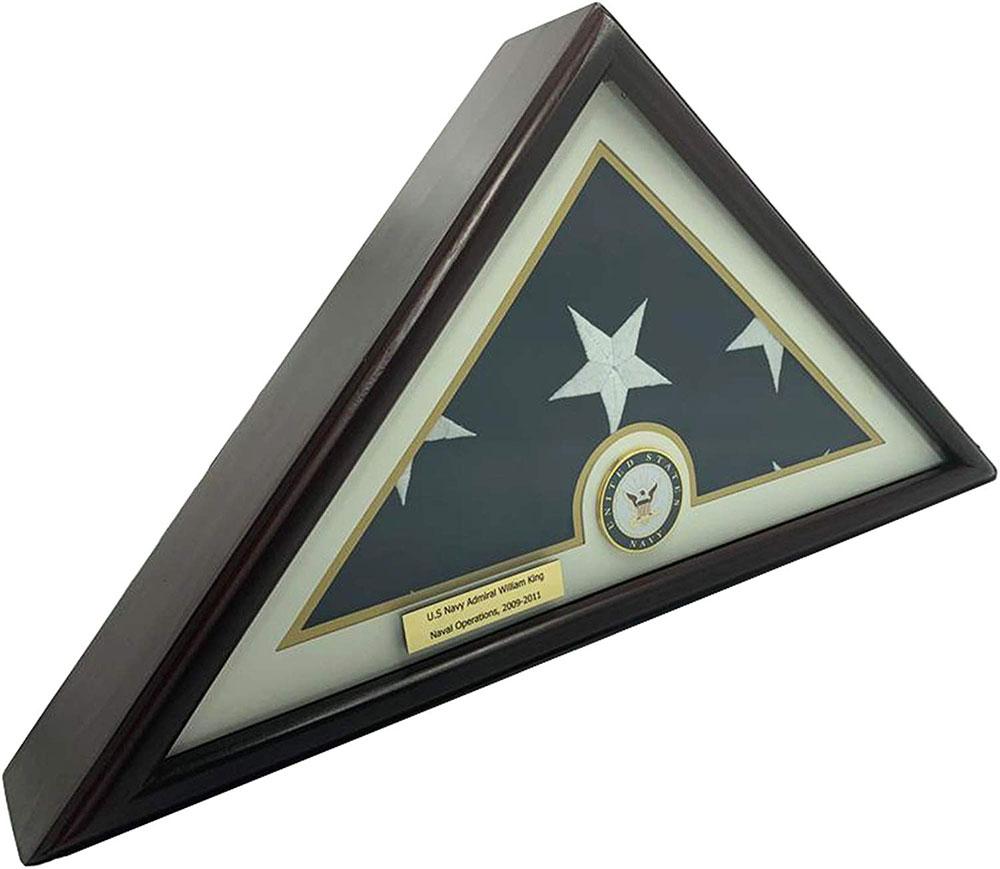 5X9 Burial/Funeral/Veteran Flag Elegant Display Case, 5X9 Solid Wood Case With Air Force Medal by The Military Gift Store