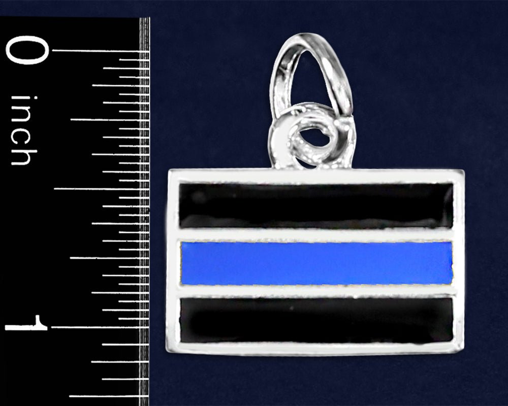 Law Enforcement Rectangle Blue Line Partial Beaded Bracelets by Fundraising For A Cause