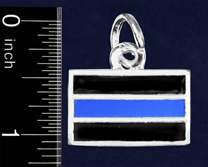 Law Enforcement Rectangle Blue Line Partial Beaded Bracelets by Fundraising For A Cause