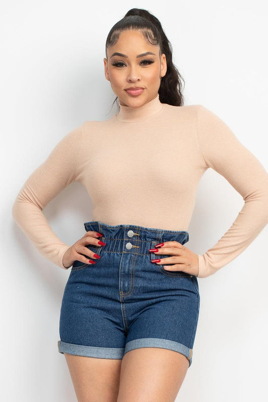 Mock Neck Long Sleeve Top by VYSN