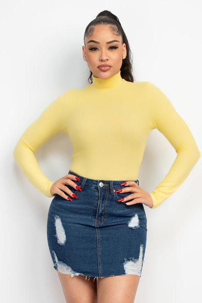 Mock Neck Long Sleeve Top by VYSN