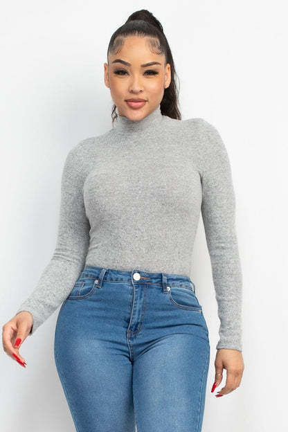 Mock Neck Long Sleeve Top by VYSN