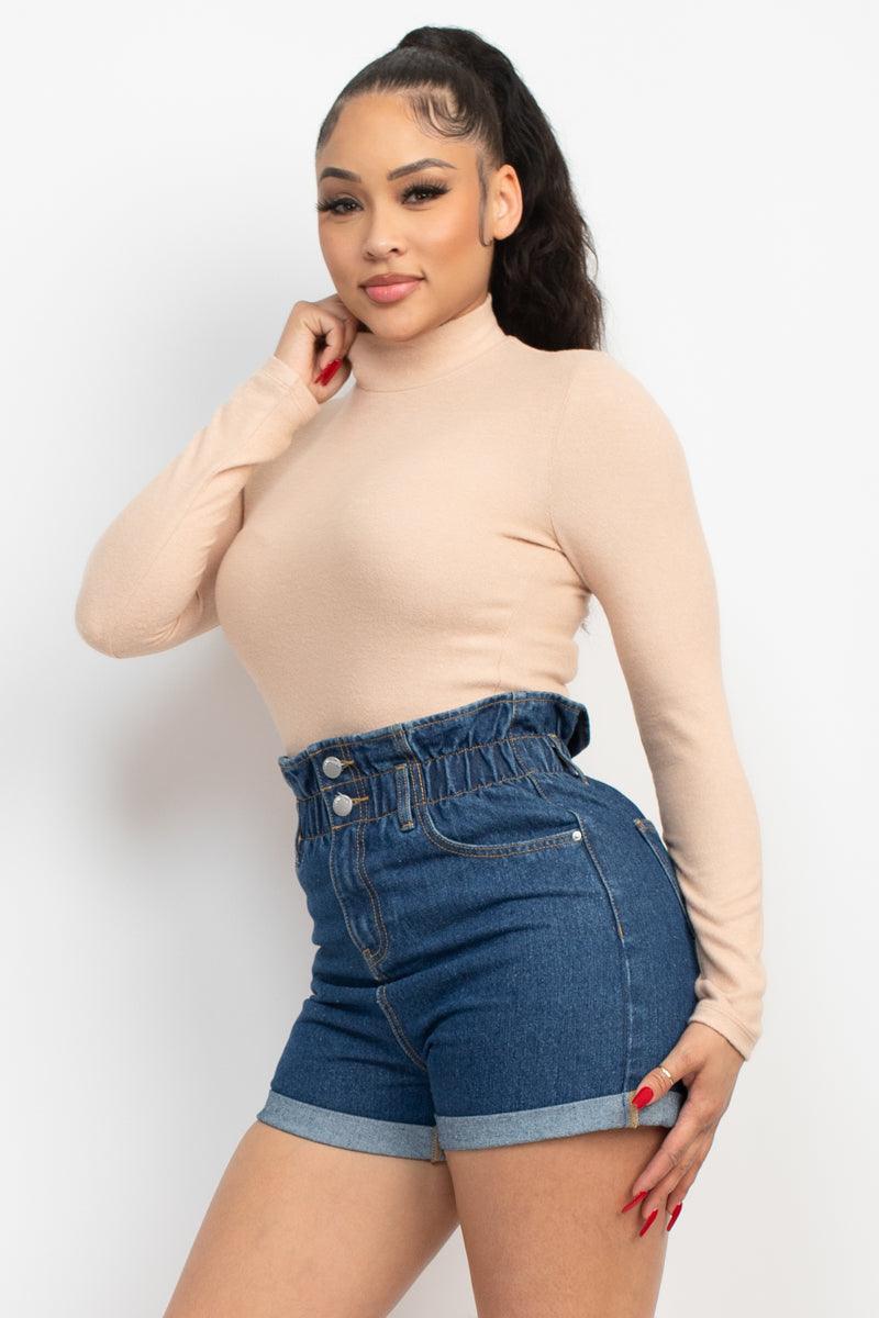 Mock Neck Long Sleeve Top by VYSN