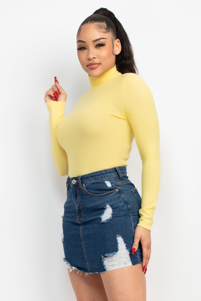 Mock Neck Long Sleeve Top by VYSN