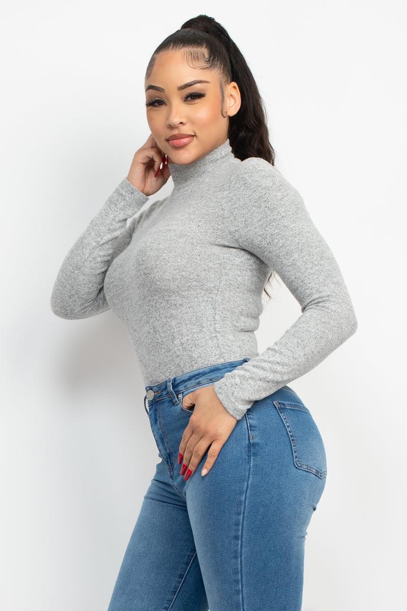 Mock Neck Long Sleeve Top by VYSN