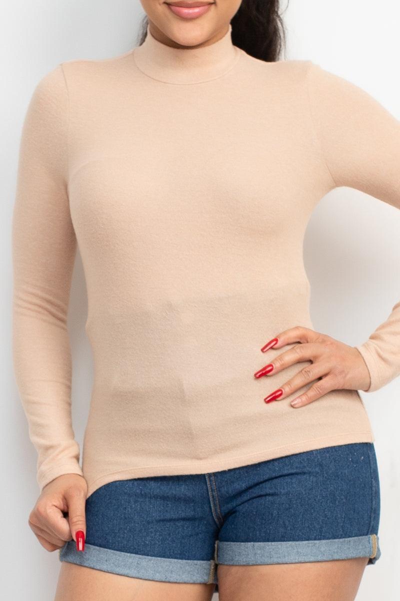 Mock Neck Long Sleeve Top by VYSN