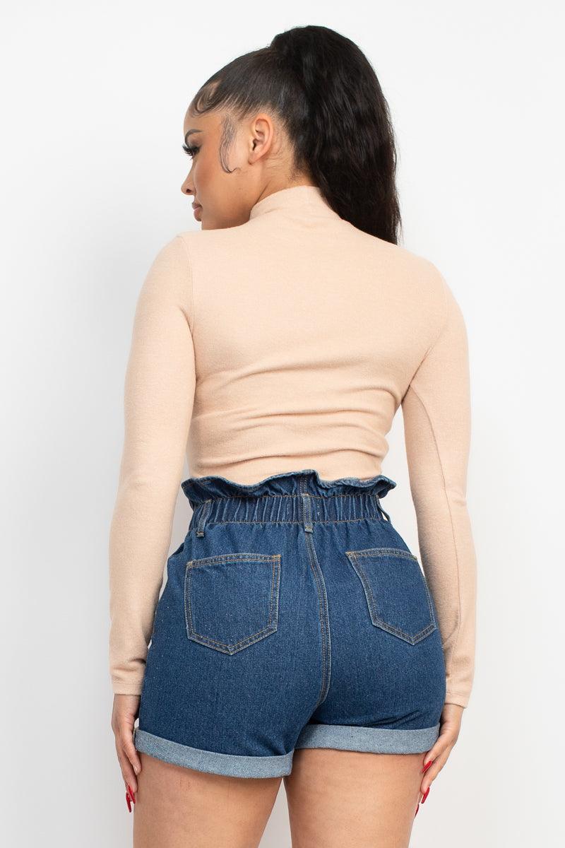 Mock Neck Long Sleeve Top by VYSN