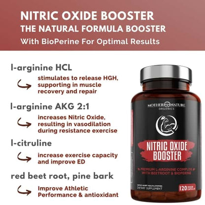 Nitric Oxide Booster with L-Arginine by Mother Nature Organics