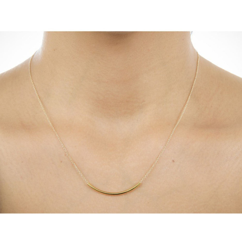 SWEET SMILE Curvy Bar Necklace In 18 Kt Gold Plating And 925 SS Plating by VistaShops