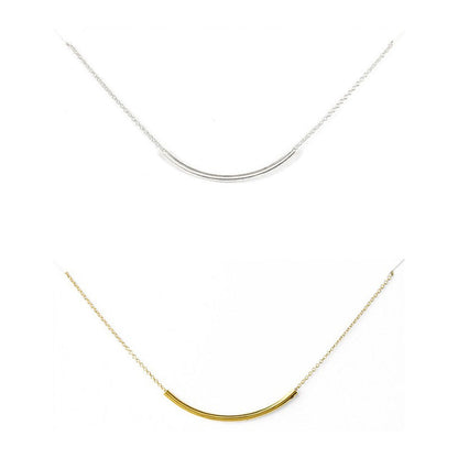 SWEET SMILE Curvy Bar Necklace In 18 Kt Gold Plating And 925 SS Plating by VistaShops