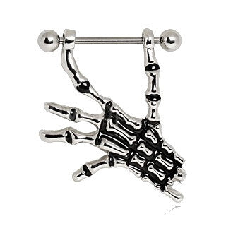 Nipple Ring with Skeleton Hand by Fashion Hut Jewelry