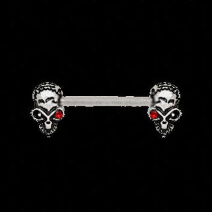 316L Stainless Steel Red Eye Alien Skull Nipple Bar by Fashion Hut Jewelry