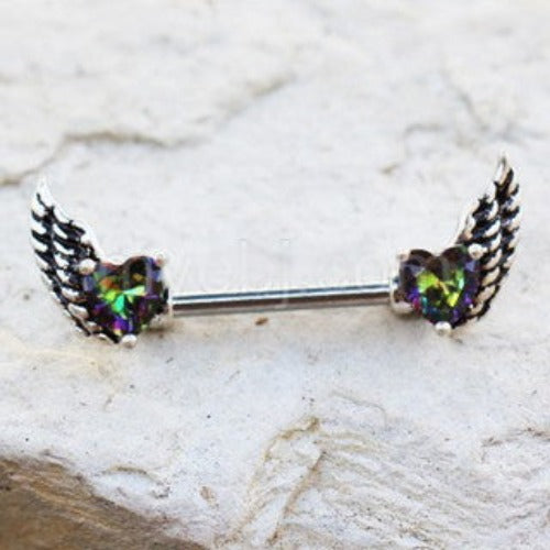 316L Surgical Steel Gothic Winged Heart Nipple Bar by Fashion Hut Jewelry