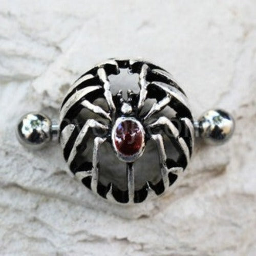 316L Stainless Steel Gothic Spider Dome Shape Nipple Shield by Fashion Hut Jewelry