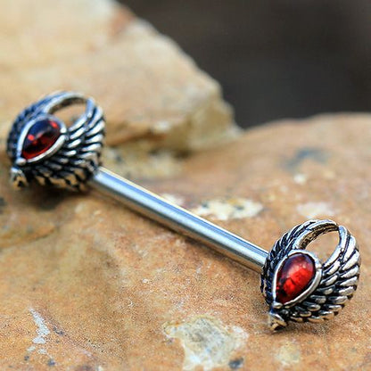 316L Stainless Steel Winged Blood Drop Nipple Bar by Fashion Hut Jewelry