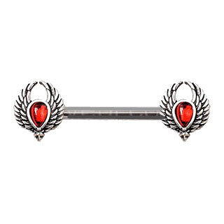 316L Stainless Steel Winged Blood Drop Nipple Bar by Fashion Hut Jewelry