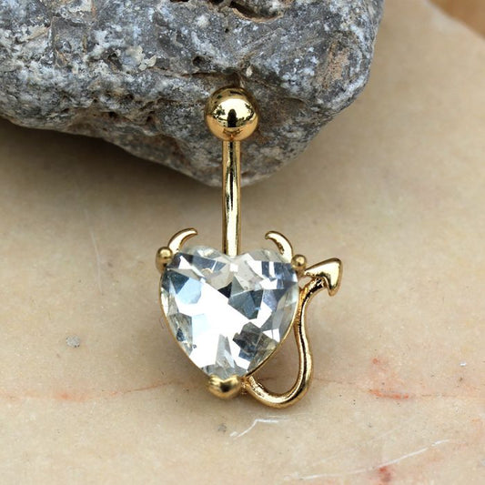 Gold Devil Heart Navel Ring by Fashion Hut Jewelry