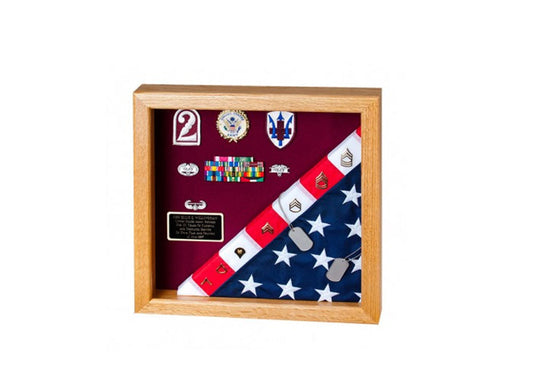 Flag Display Case showcases both the flag and military awards,(Red Felt) by The Military Gift Store