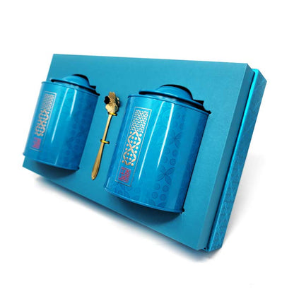 Decorative Tea Canister Gift Set Oriental Blue by Tea and Whisk