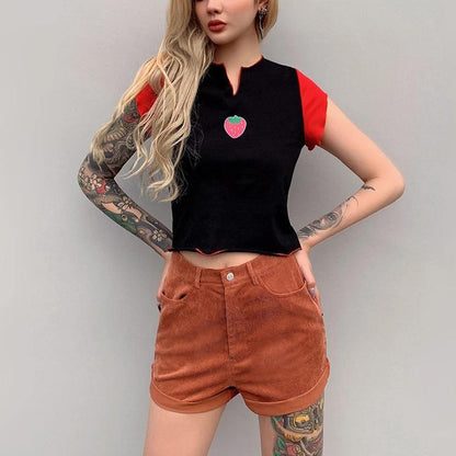 High Waisted Corduroy Shorts by White Market