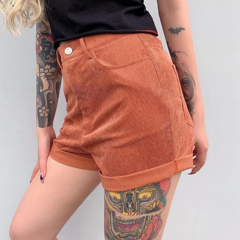 High Waisted Corduroy Shorts by White Market