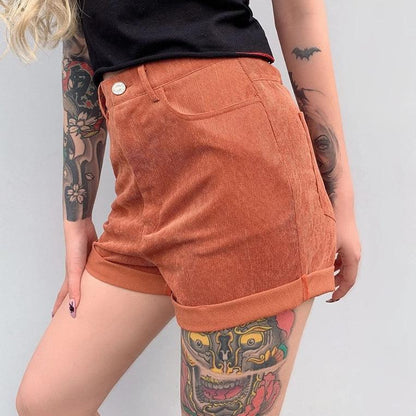 High Waisted Corduroy Shorts by White Market
