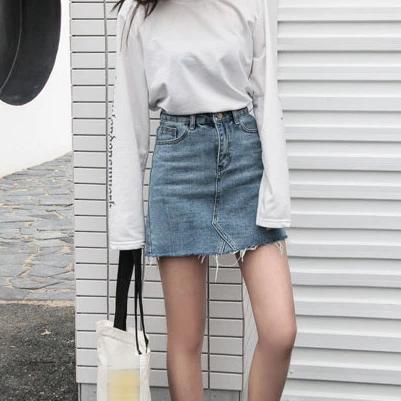 High Waisted Denim Skirt by White Market