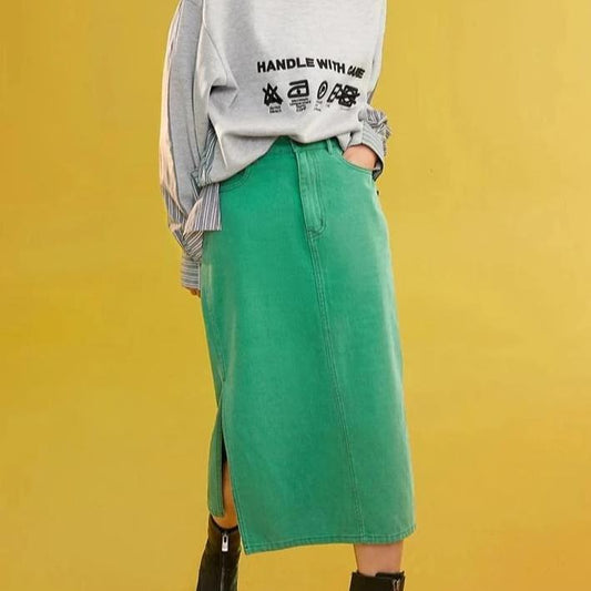 Denim Midi-Skirt by White Market