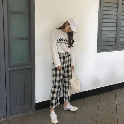 Plaid Wide Leg Weekend Pants by White Market