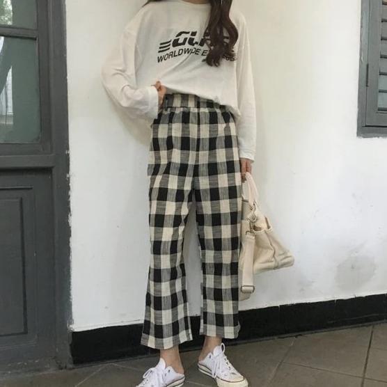 Plaid Wide Leg Weekend Pants by White Market