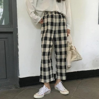 Plaid Wide Leg Weekend Pants by White Market