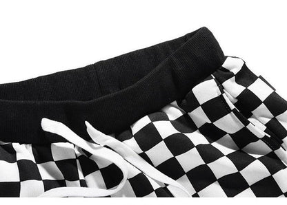 Checkered Fleece Joggers by White Market