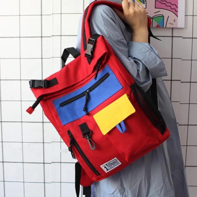 Retro Colorblock Backpack by White Market