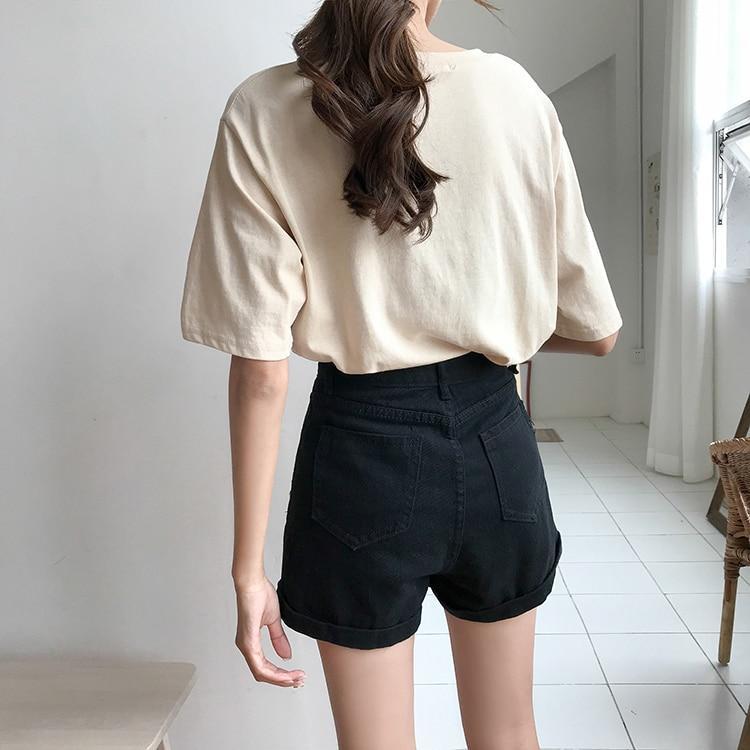 High Waisted Contracted Denim Shorts by White Market