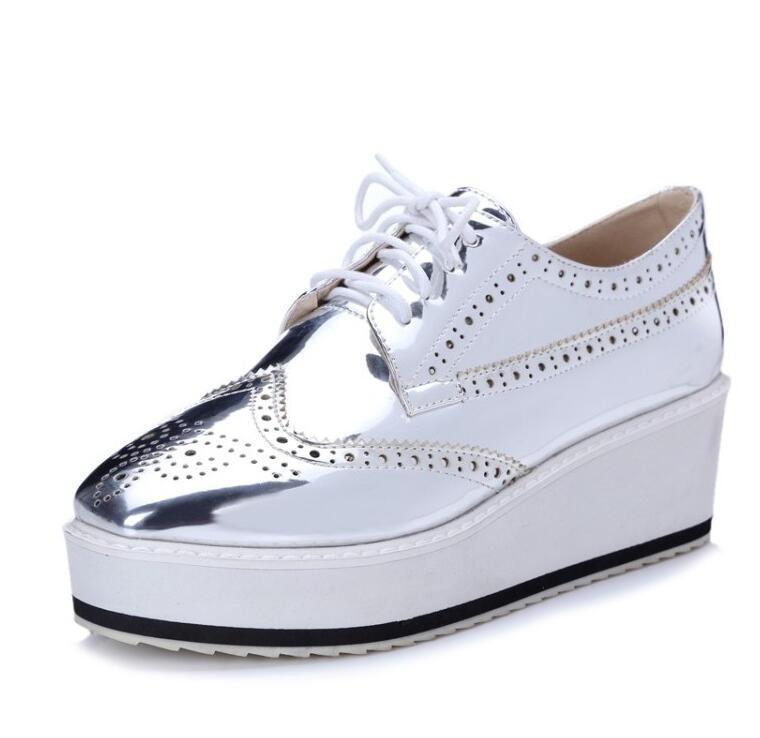 Winged Oxford Platform Shoes by White Market