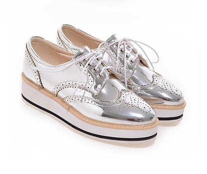 Winged Oxford Platform Shoes by White Market