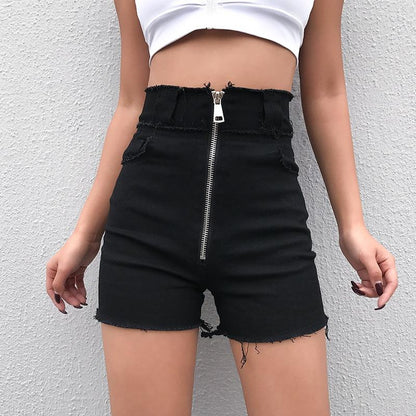 Hight Waisted Cut Denim Shorts by White Market