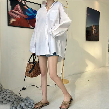 Oversized White Boyfriend Button Down Shirt by White Market