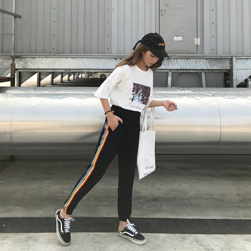 Rainbow Striped Joggers by White Market