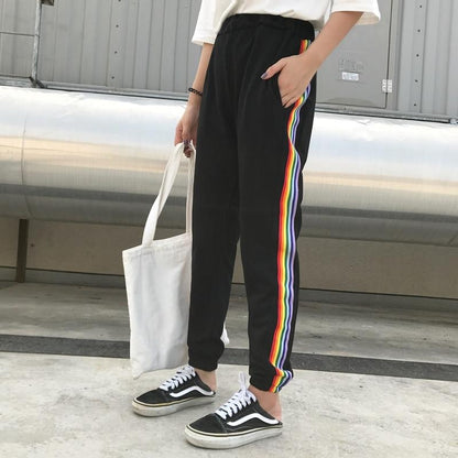 Rainbow Striped Joggers by White Market