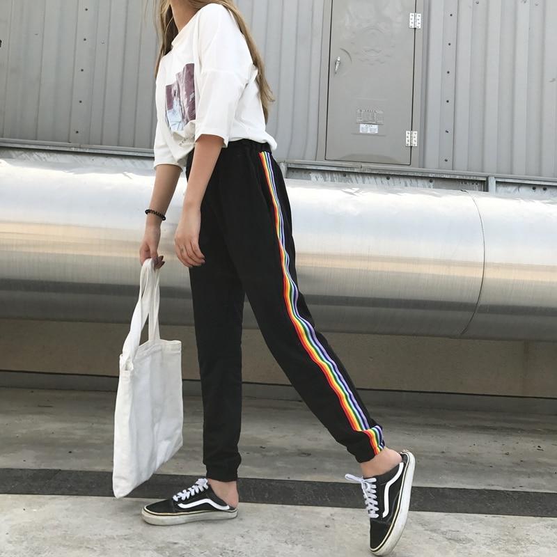 Rainbow Striped Joggers by White Market