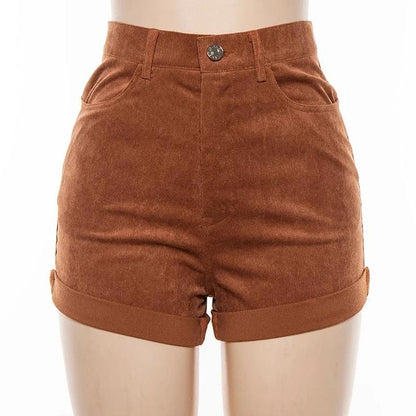 High Waisted Corduroy Shorts by White Market