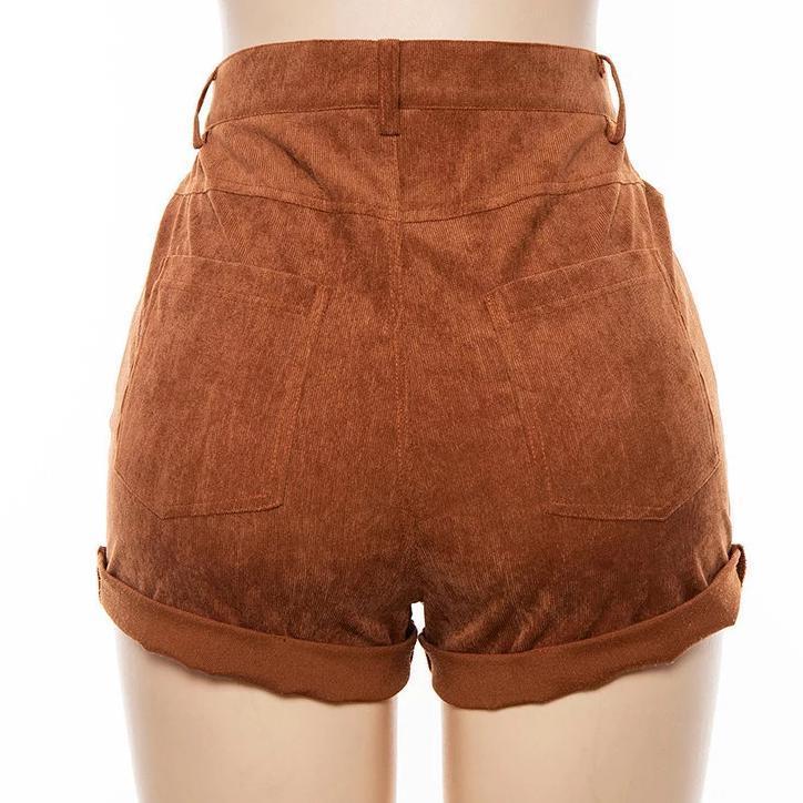 High Waisted Corduroy Shorts by White Market