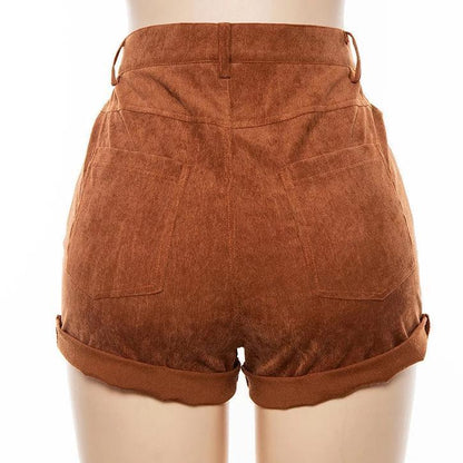 High Waisted Corduroy Shorts by White Market