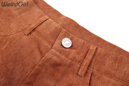 High Waisted Corduroy Shorts by White Market