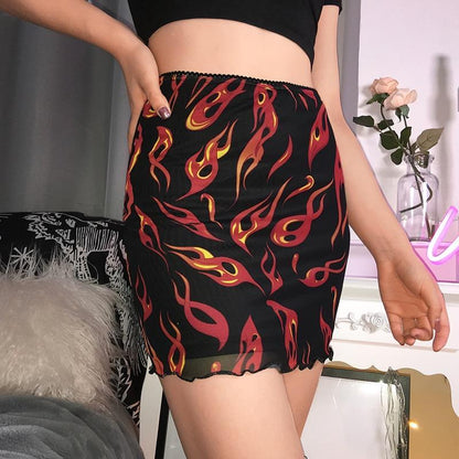 Flaming Mini Skirt by White Market