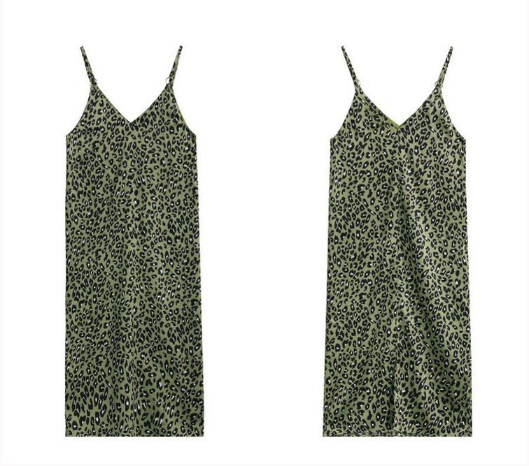 Green Leopard Slip Dress by White Market